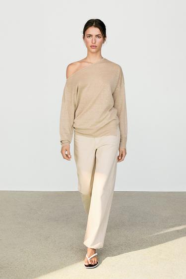 Zara Flowing 100% linen off-the-shoulder sweater - 211 - Image 0