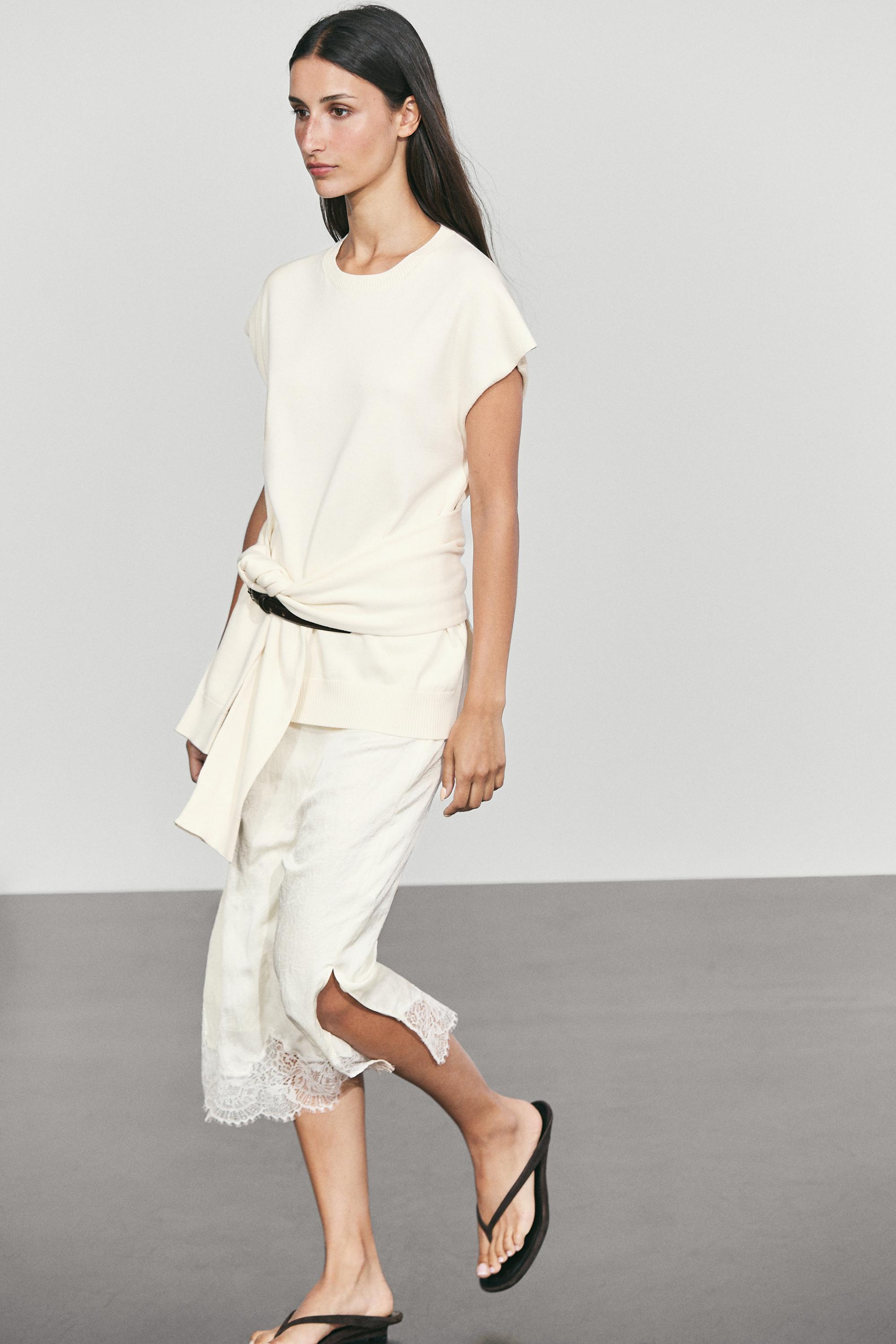 Top en maille 100 % coton avec détail noué