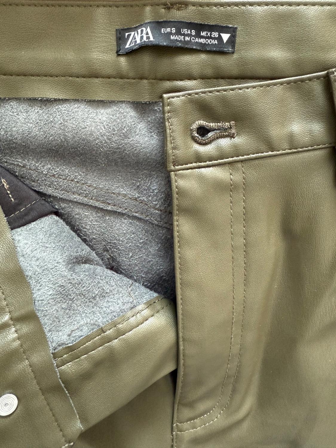 LEATHER EFFECT FULL LENGTH TROUSERS - Image 3