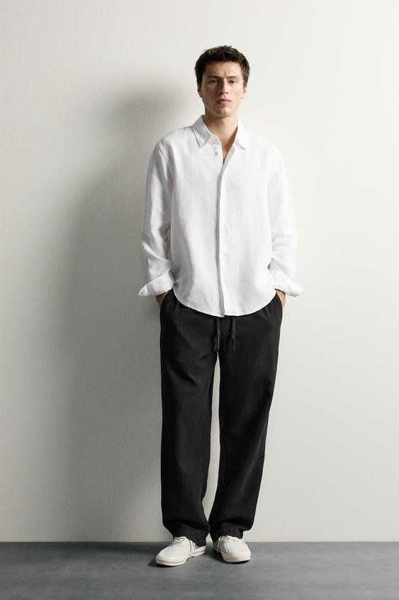 100% LINEN REGULAR FIT SHIRT - White by Zara - Image 0