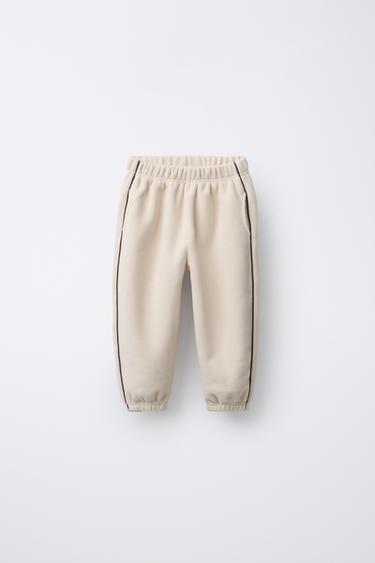 QUẦN JOGGER LÓT LÔNG CÓ ĐƯỜNG GÂN NỔI - Màu nâu nhạt dịu từ Zara