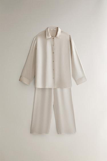 SILK TROUSERS - Pearl grey by Zara - Image 3