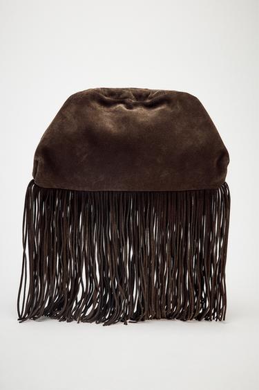 SPLIT SUEDE HANDBAG - Brown by Zara