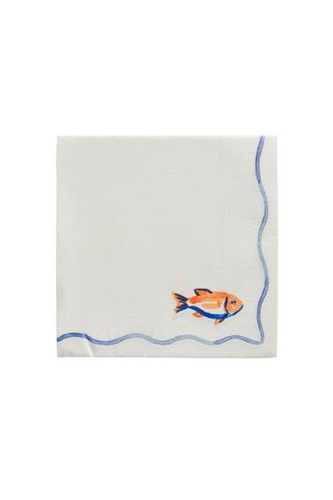 PACK OF FISH PAPER NAPKINS (PACK OF 20) - Blue by Zara