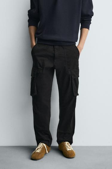 Zara 休閒版工裝風長褲 - 黑色