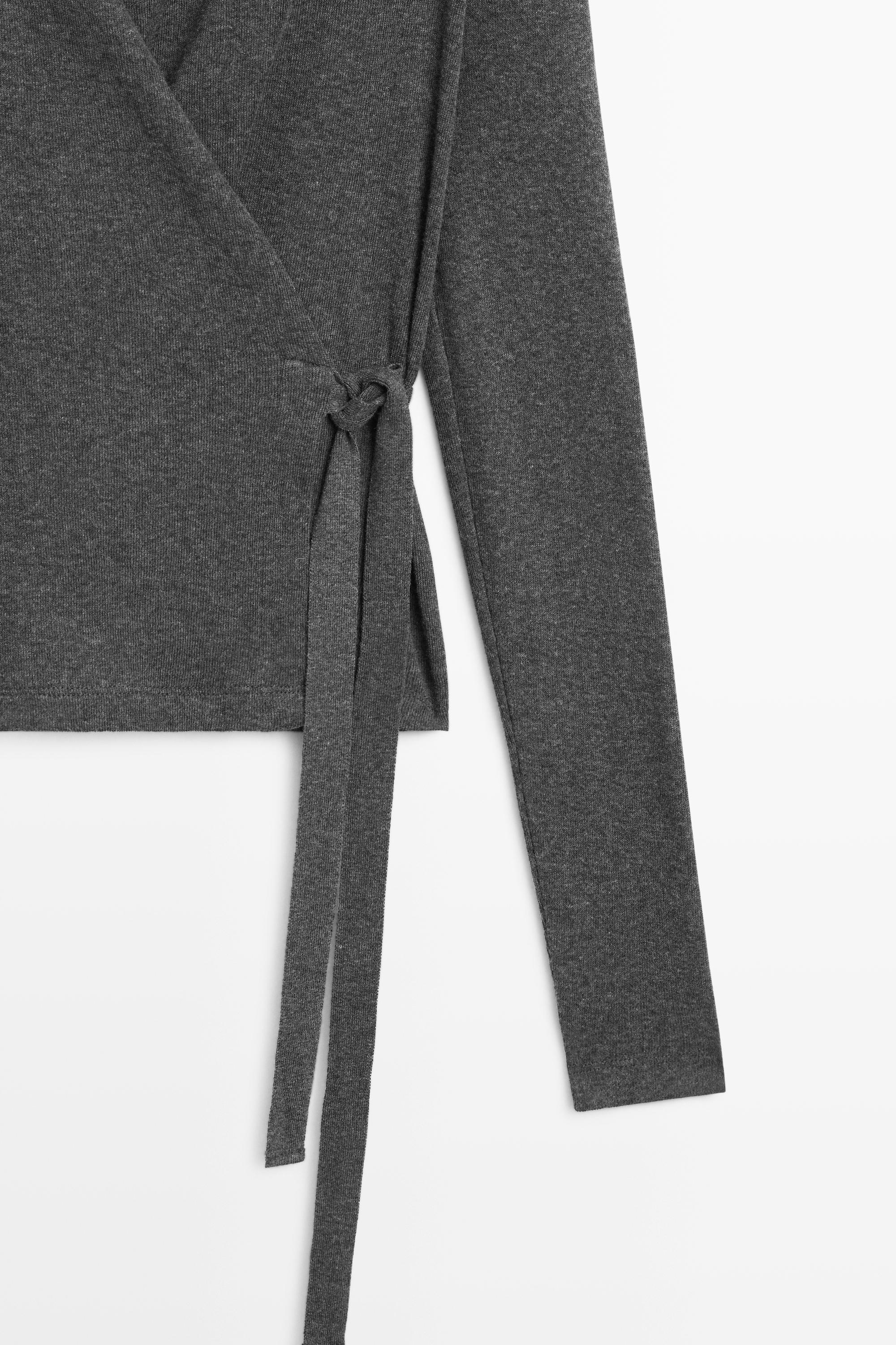 Cotton-cashmere blend wrap T-shirt