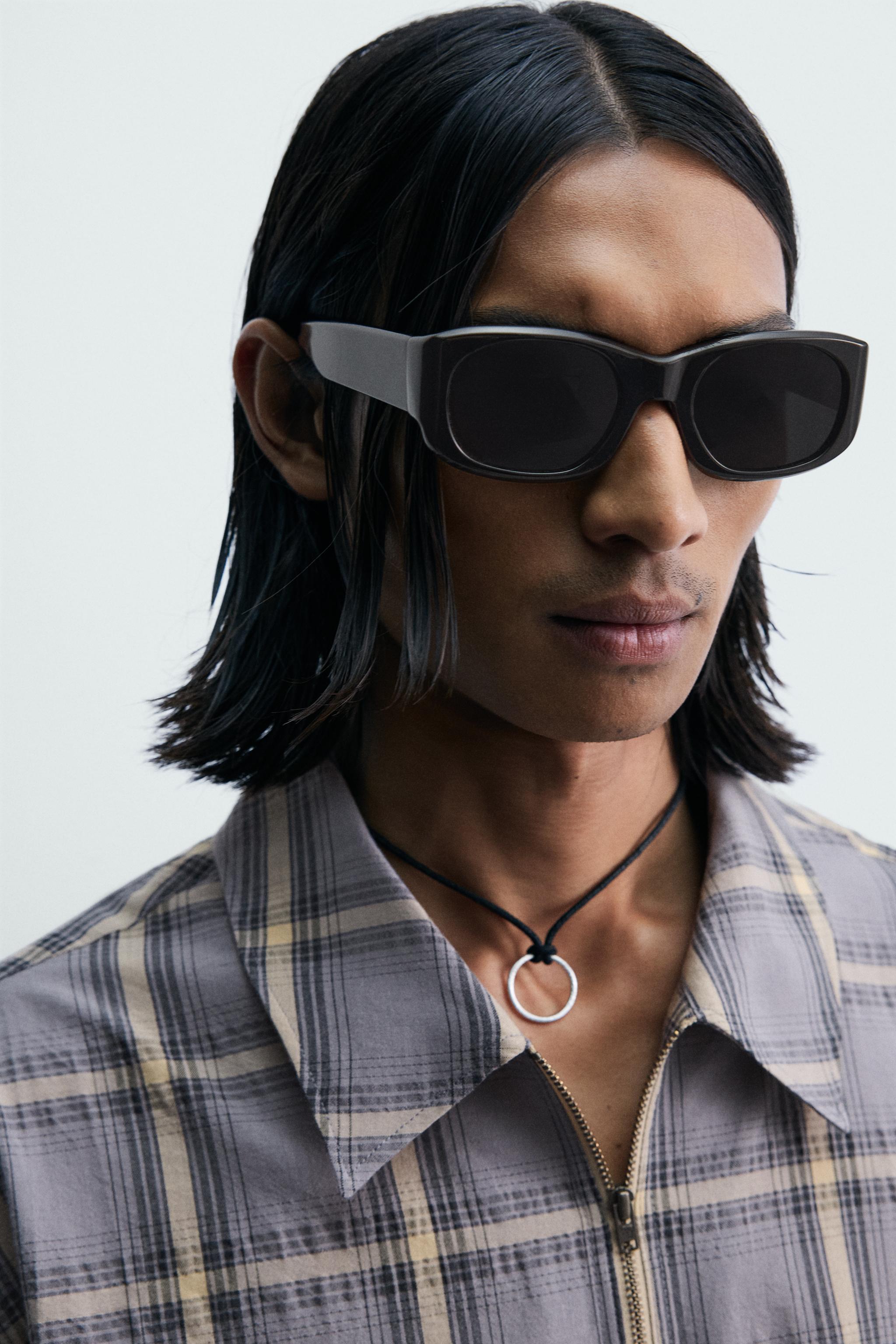 PLAID ZIP POLO SHIRT