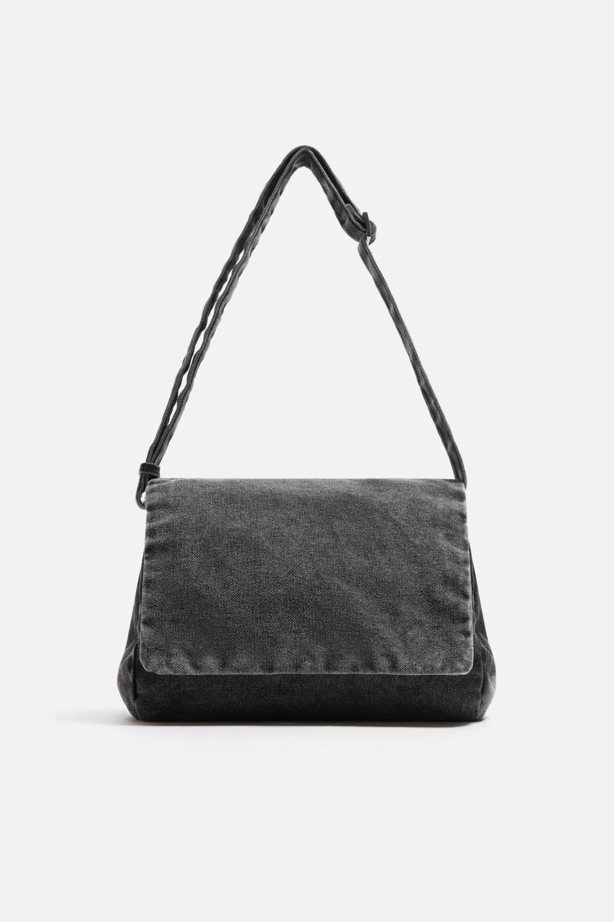 ウォッシュ加工デニムクロスボディバッグ - ブラック | ZARA