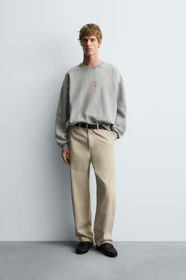 Zara COMBINED PRINT SWEATSHIRT - Light gray