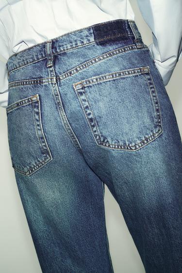 JEANS Z1975 CROPPED خصر متوسط - أزرق by Zara