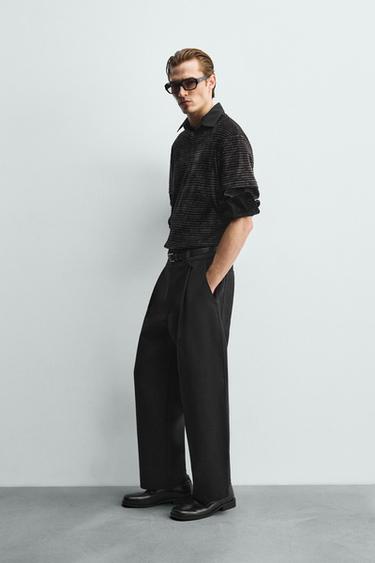 WASHED TEXTURED T-SHIRT - Dark grey by Zara