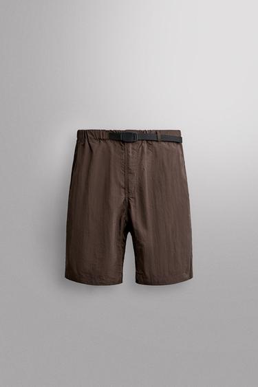 Шорты из высокотехнологичной ткани с ремнем — КОРИЧНЕВЫЙ от Zara