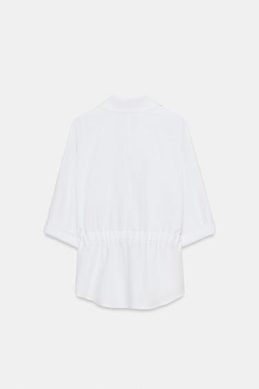 POPLIN SAFARI SHIRT - White by Zara - Image 4