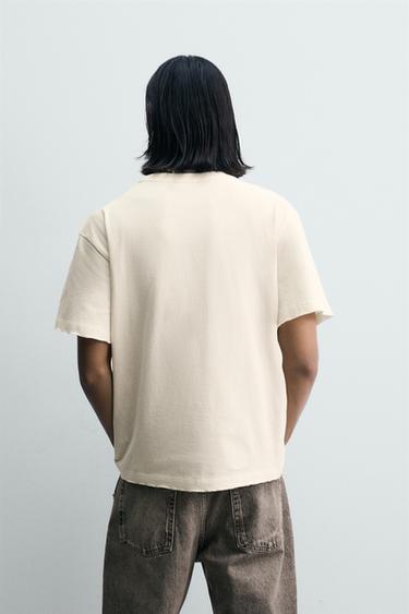 T-SHIRT RELAXED FIT TEXTE DÉLAVÉ - Blanc cassé de Zara - Image 2