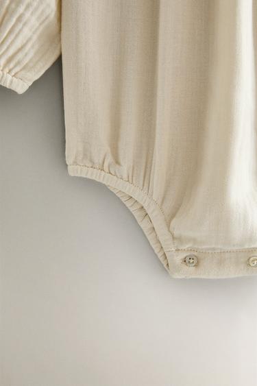 COTTON MUSLIN BABY ROMPER - Cream by Zara - Image 3