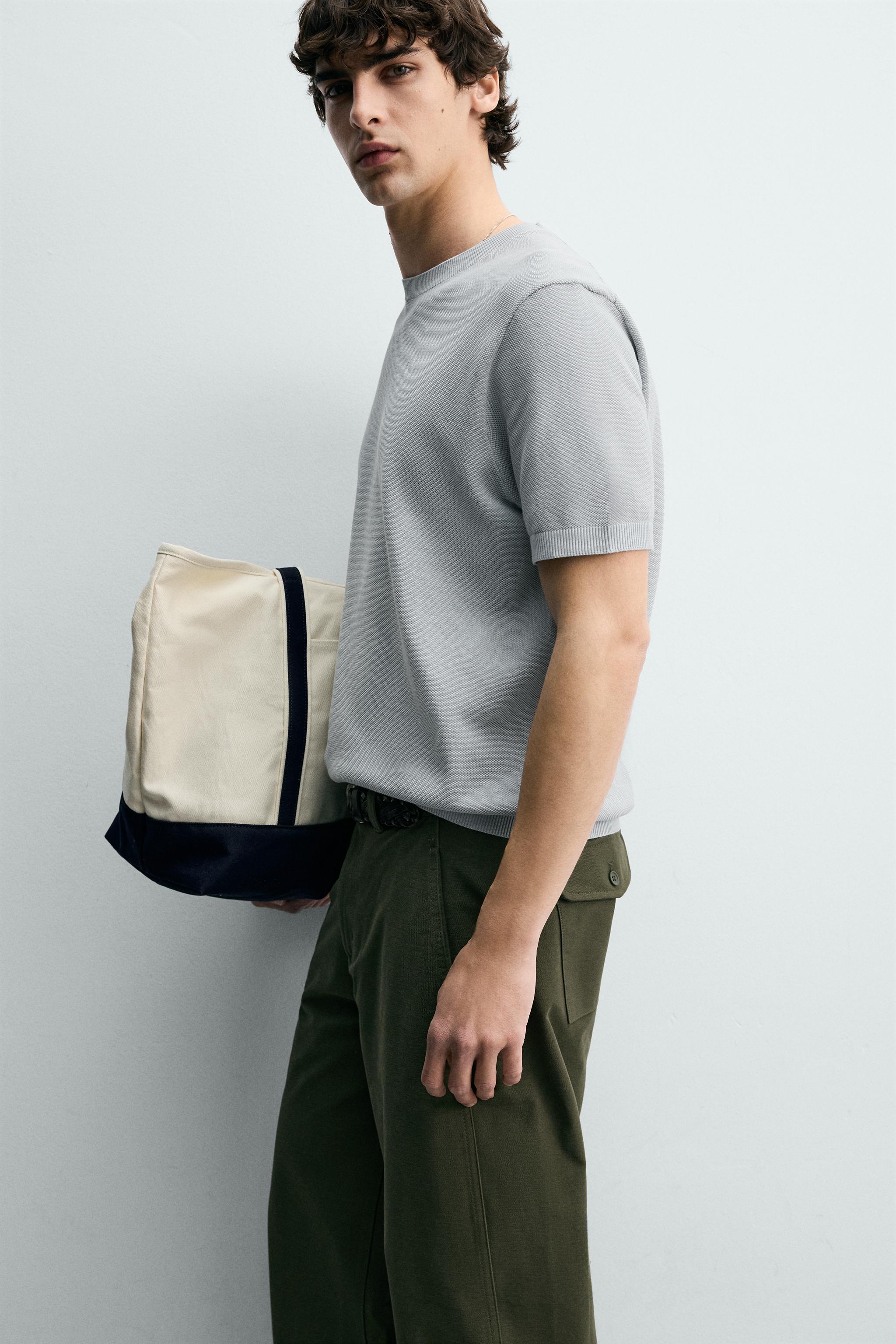 Мужские футболки Zara RELAXED FIT KNIT T-SHIRT — фото 6
