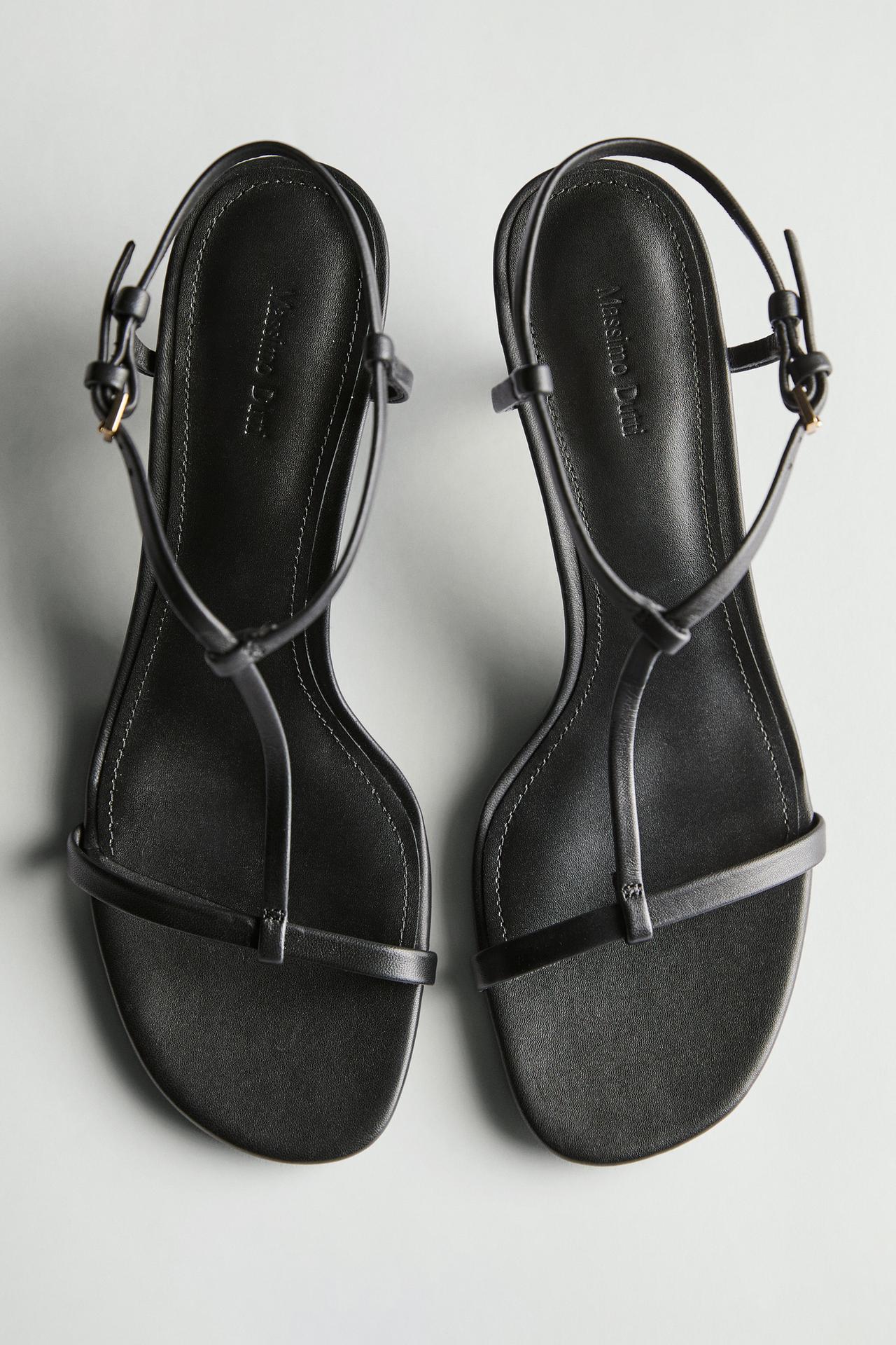 Strappy mid-heel sandals — Black