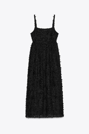 FRAYED MIDI DRESS - Black by Zara - Image 0