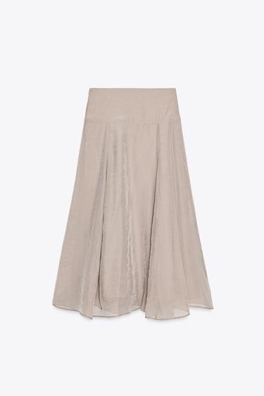 DOUBLE LAYER MIDI SKIRT - Taupe grey de Zara - Image 7