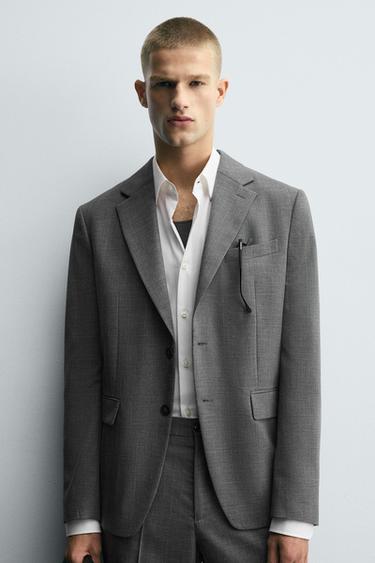 BLAZER DE COSTUME À CARREAUX - Gris chiné de Zara - Image 4
