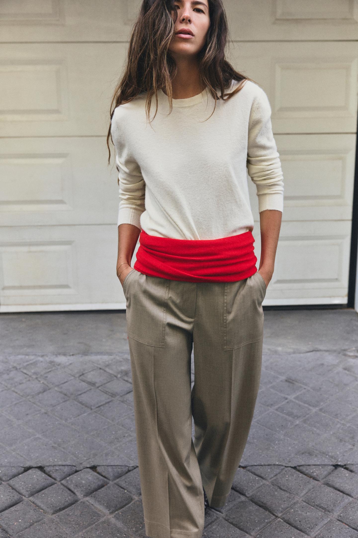 Женские брюки Zara Cropped Straight, цвет: Светлый коричневый — фото 3