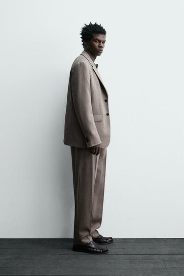 PANTALON DE COSTUME 100% LAINE - Marron clair de Zara - Image 3