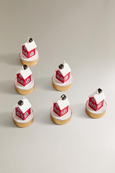 PACK OF MINI CHRISTMAS HOUSE CANDLES (PACK OF 6) - Red by Zara - Image 1