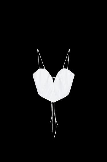 Zara SWEETHEART CROP TOP - White - Image 0