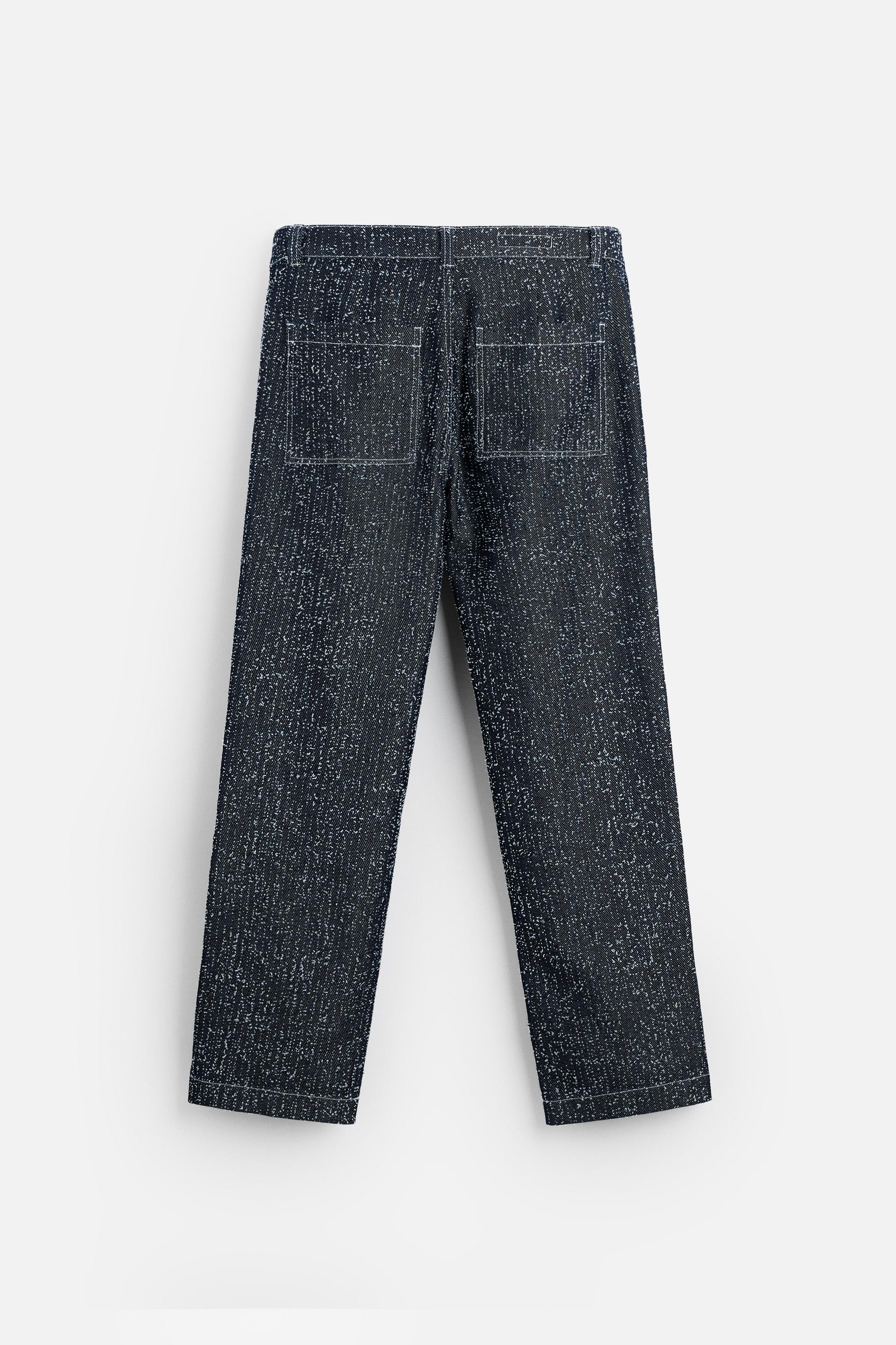 プリーツ入りテクスチャード加工ジーンズ - ネイビーブルー | ZARA 