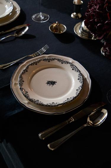 DINNER PLATE WITH PLACEMENT DESIGN - Blue / Grey by Zara