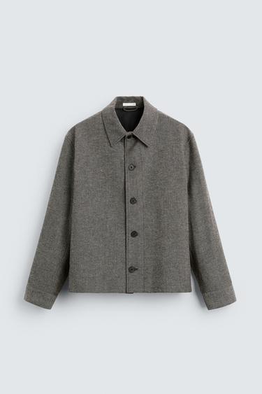 HERRINGBONE OVERSHIRT - Grey by Zara