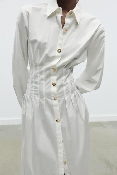 FITTED POPLIN DRESS - White by Zara