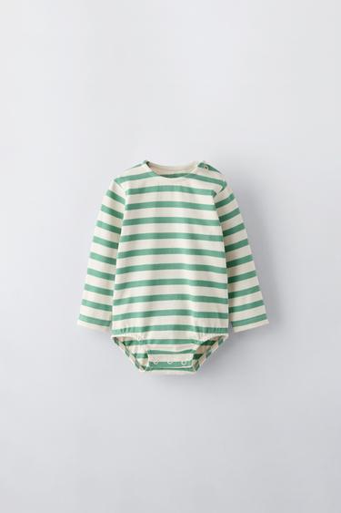 Zara STRIPED BODYSUIT - Light ecru - Image 0