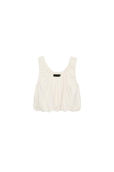 POPLIN BALLOON TOP SET - Ecru by Zara