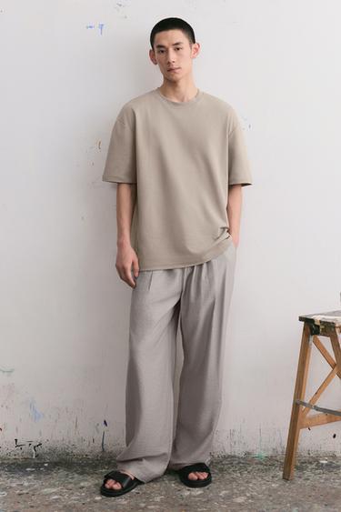 BASIC REGULAR FIT T-SHIRT - Brown / Taupe by Zara