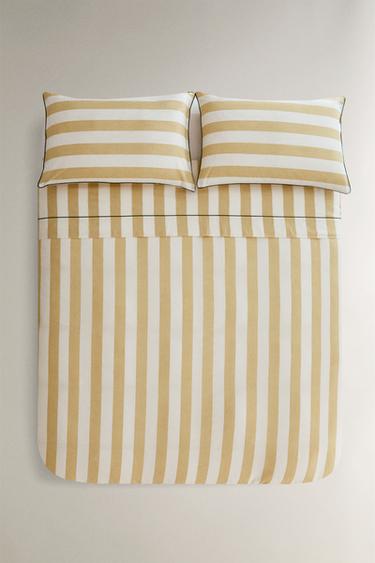 STRIPED WASHED COTTON DUVET COVER - Yellow by Zara - Image 0