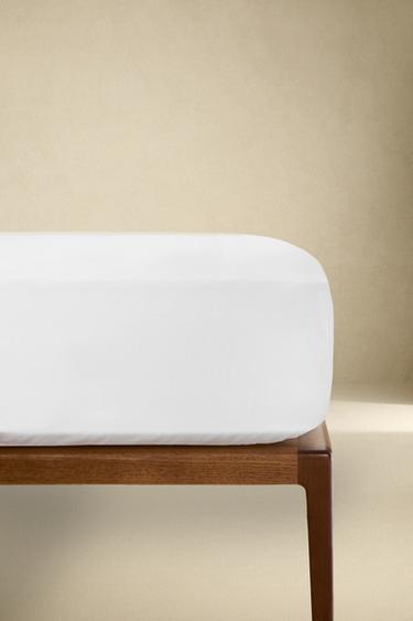 Zara PERCALE COTTON FITTED SHEET | 15.7" THICK (500 THREAD COUNT) - White