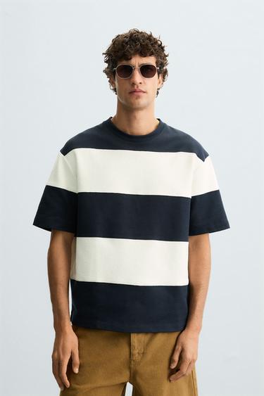 სვიტერი ზოლები კონტრასტი - Zara-ს Ecru / Navy