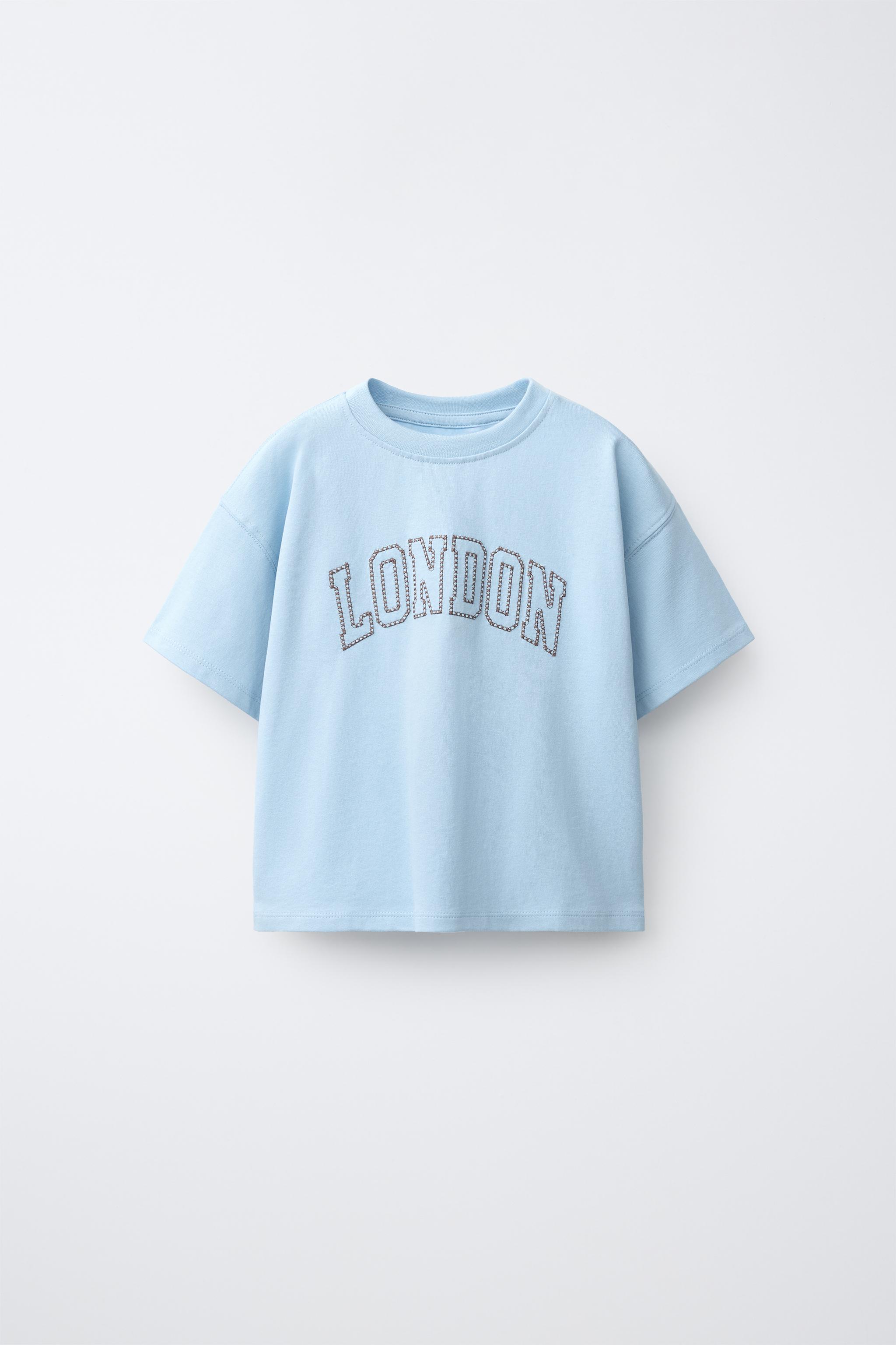 CITIES EMBROIDERED T-SHIRT — Light blue