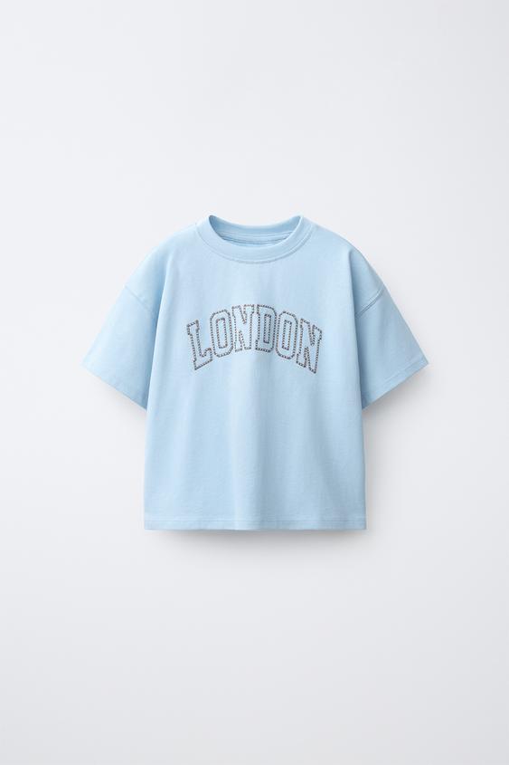 Zara CITIES EMBROIDERED T-SHIRT - Light blue - Image 0