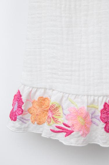 EMBROIDERED FLORAL SHIRT - Oyster-white by Zara - Image 3