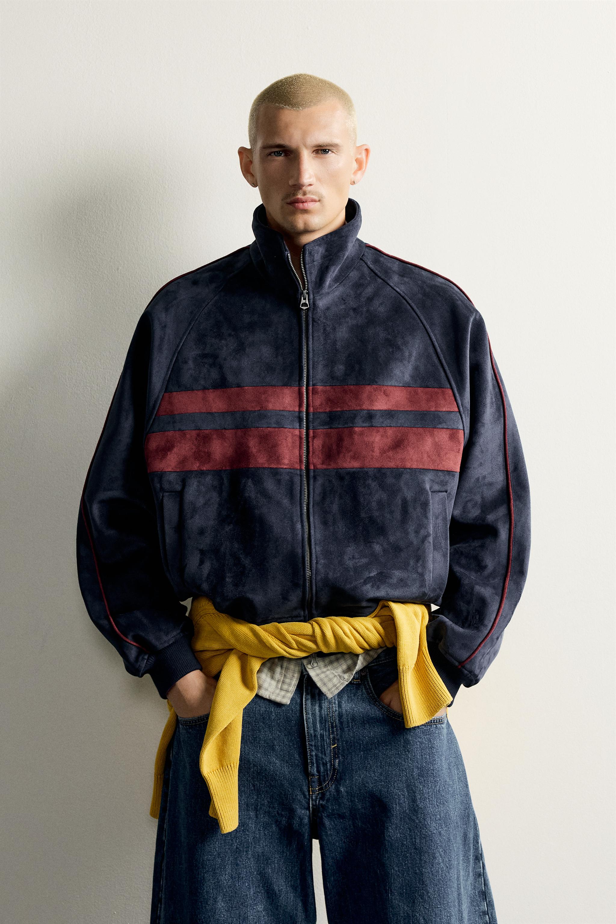 BLOUSON EFFET DAIM COLORIS CONTRASTE