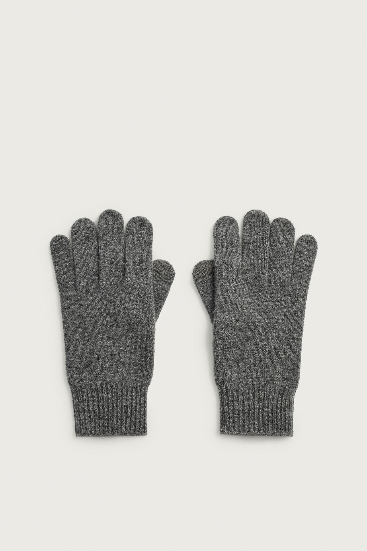 100% WOOL KNIT GLOVES — Gray