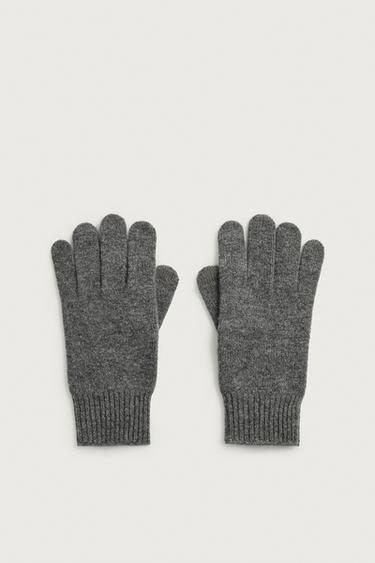 100% WOOL KNIT GLOVES — Gray 1