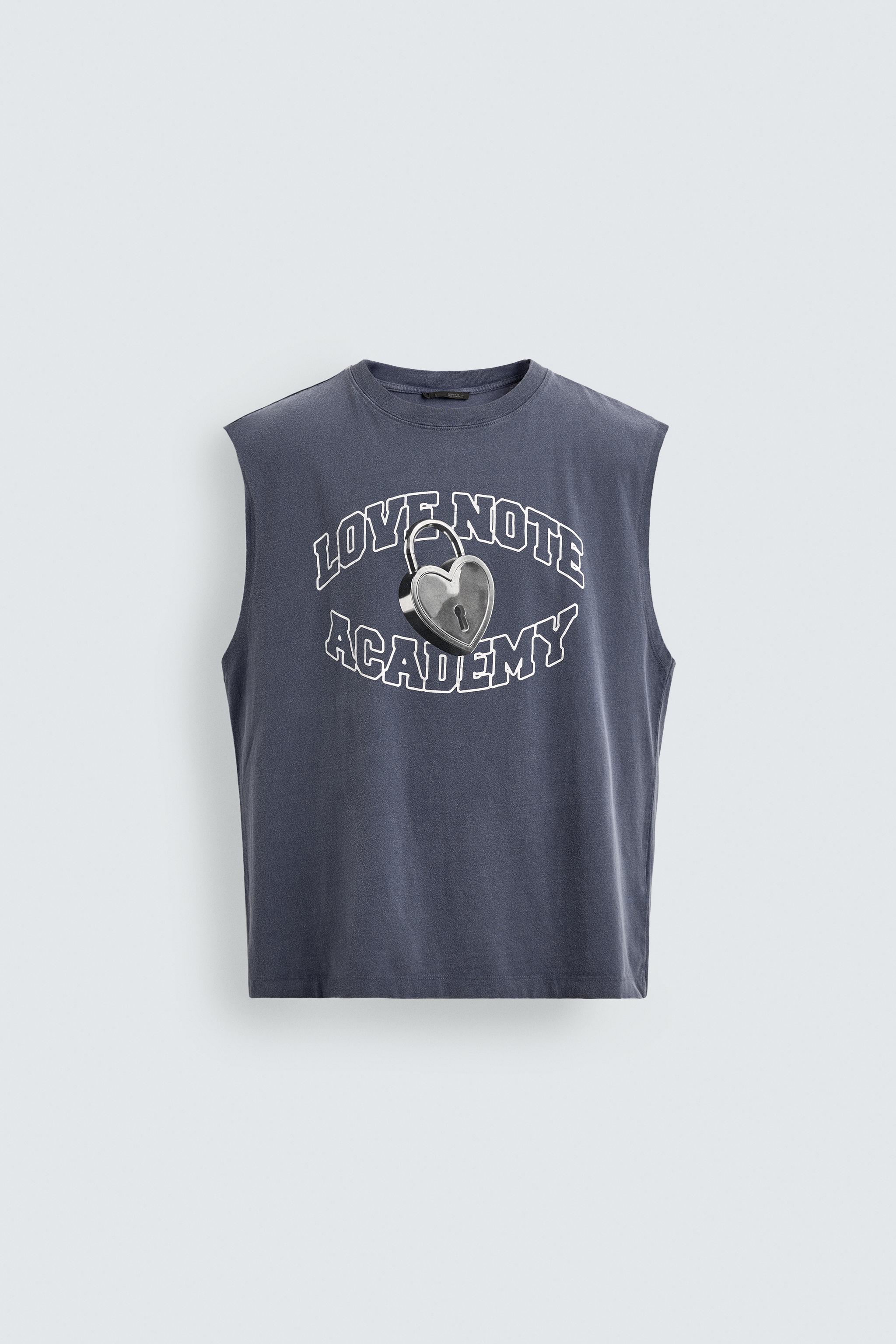 WASHED TANK TOP WITH PADLOCK PRINT