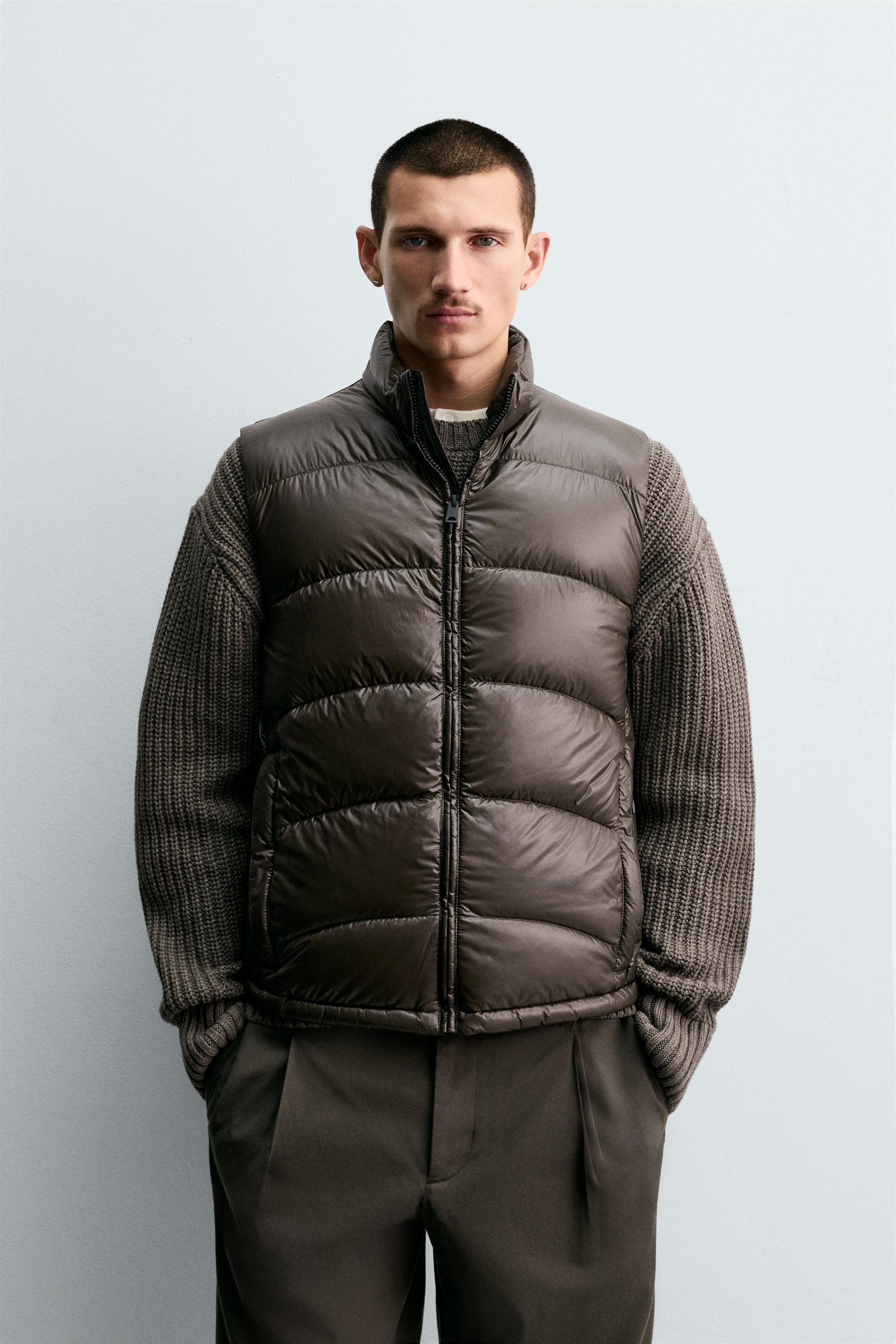 ZARA レザーダウンベスト ZARA ダウンベスト レザー - メルカリ