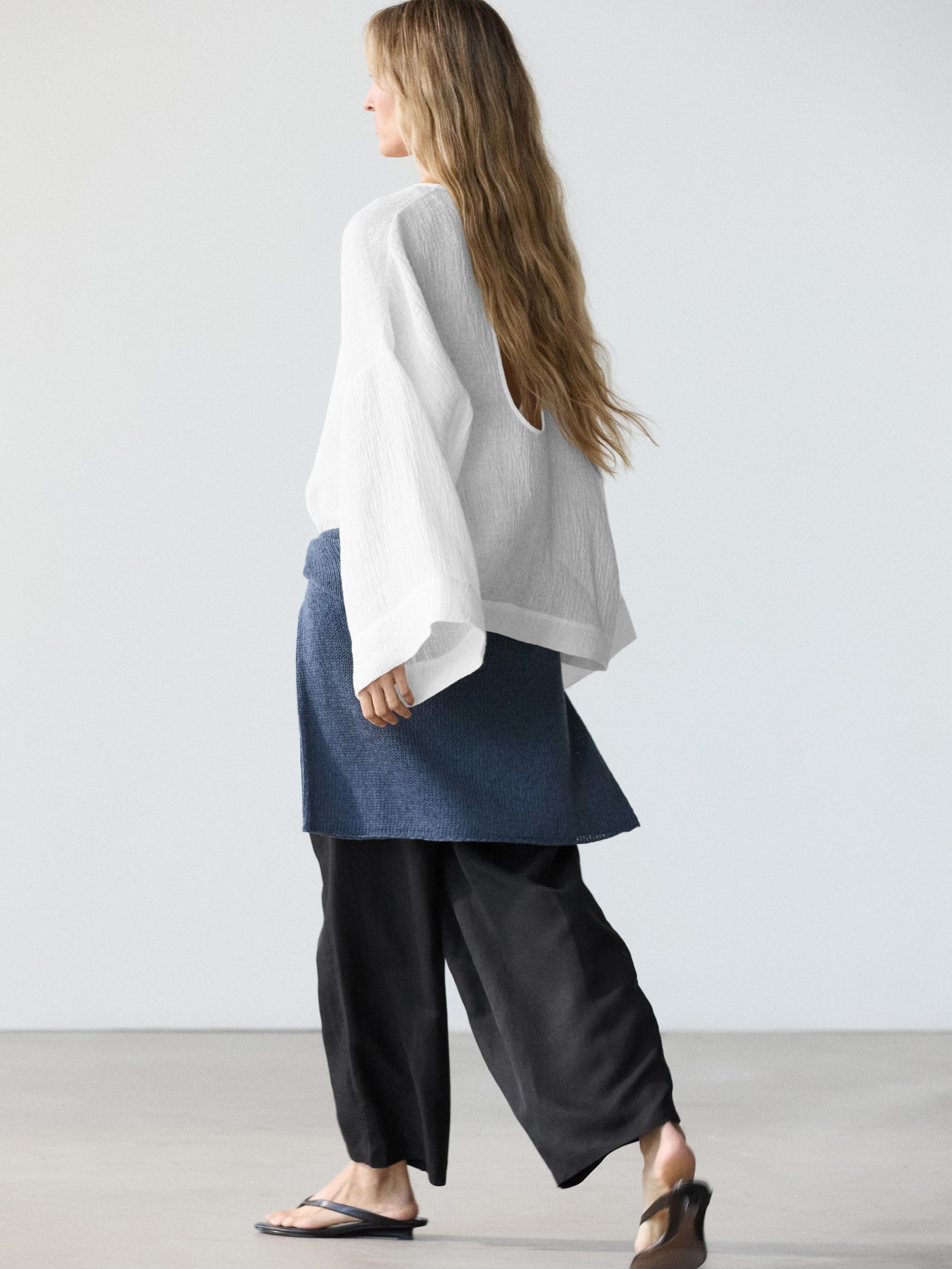 Blouse fluide gaufrée 100 % lin