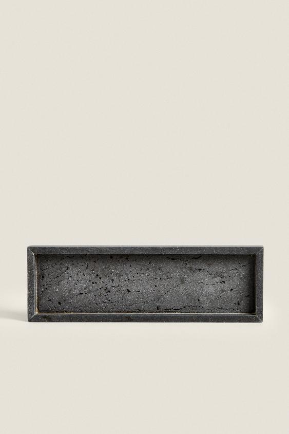 TRAVERTINE MARBLE BATHROOM TRAY Dark gray ZARA United States