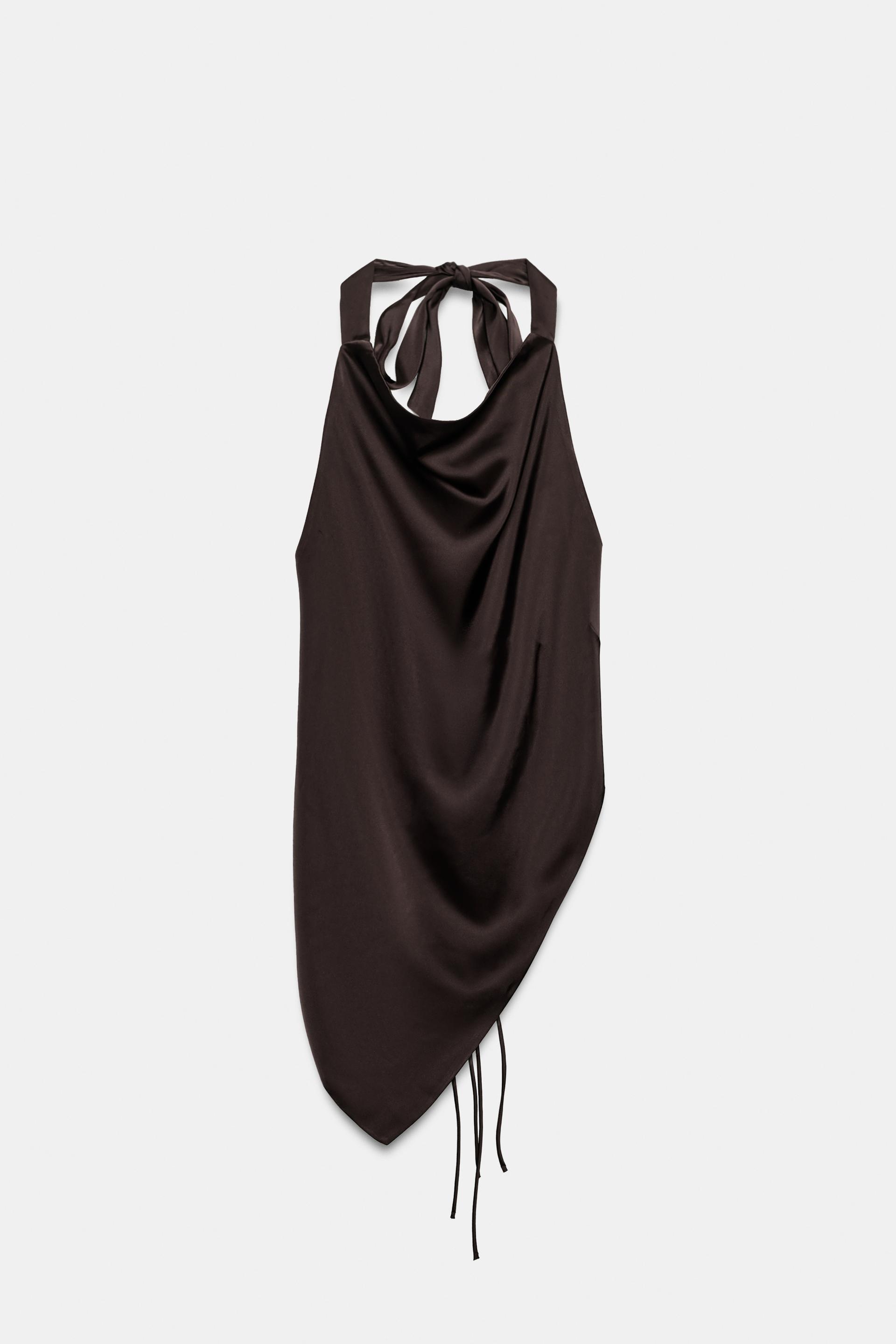 Asymmetric Satin Halter Top