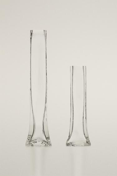 TALL DECORATIVE GLASS VASE — Transparent 1